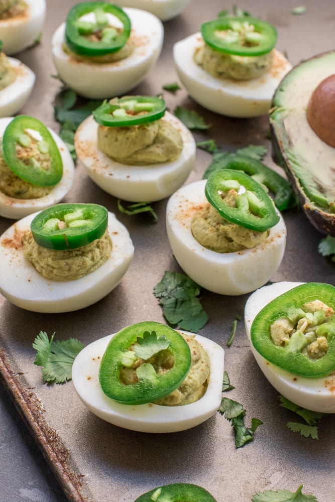 Healthy Jalapeño Avocado Deviled Eggs — Peanut Butter Plus Chocolate