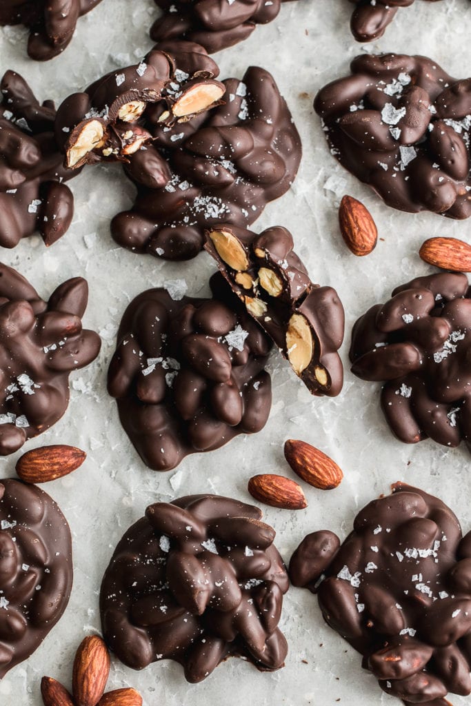 chocolate covered almonds food photography