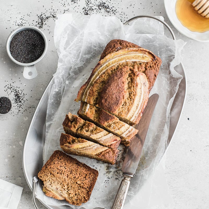 food photography banana bread