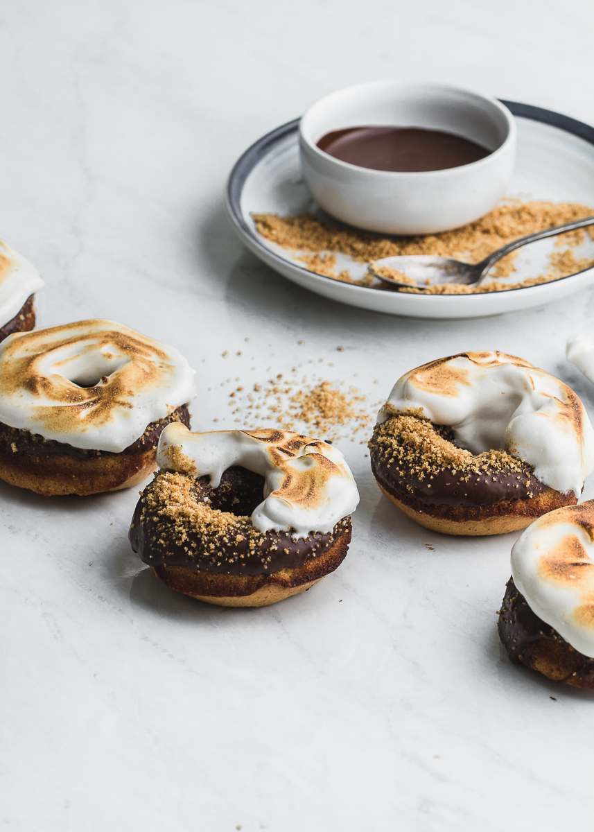 gluten free donuts with chocolate and toasted meringue