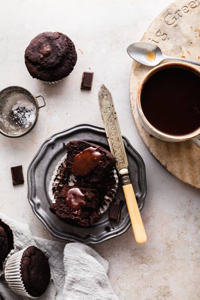 Healthy chocolate muffins. The best gluten free breakfast.