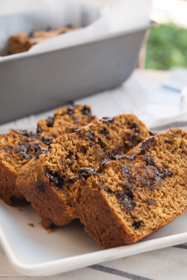Healthy Chocolate Chip Pumpkin Bread (No Oil + High Protein) Peanut Butter + Chocolate