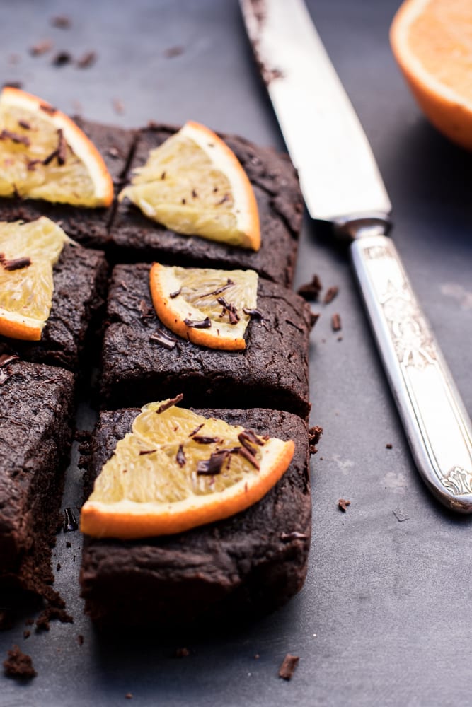 Healthy Chocolate Orange Brownies (gluten-free & vegan)