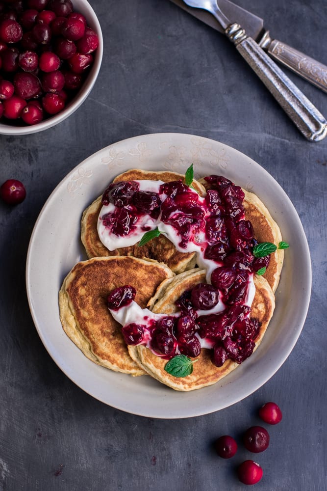 Healthy Cranberry Sauce Pancakes