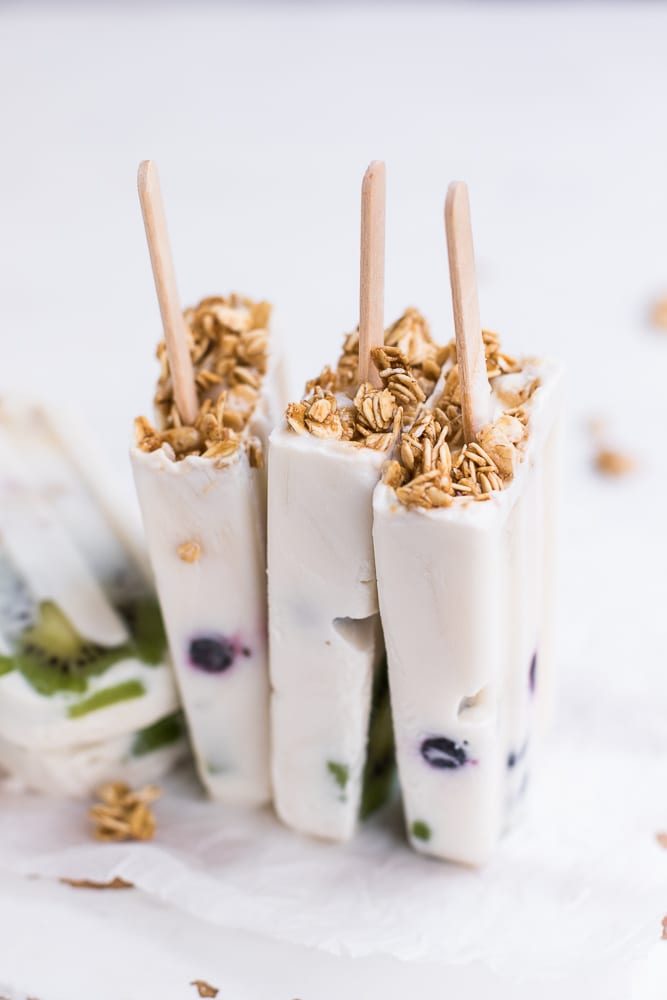 granola yogurt popsicles are healthy and made gluten free and vegan