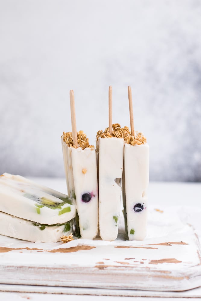 granola yogurt popsicles are healthy and made gluten free and vegan