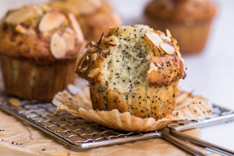 Healthy almond poppy seed muffins - created by Ciarra Siller