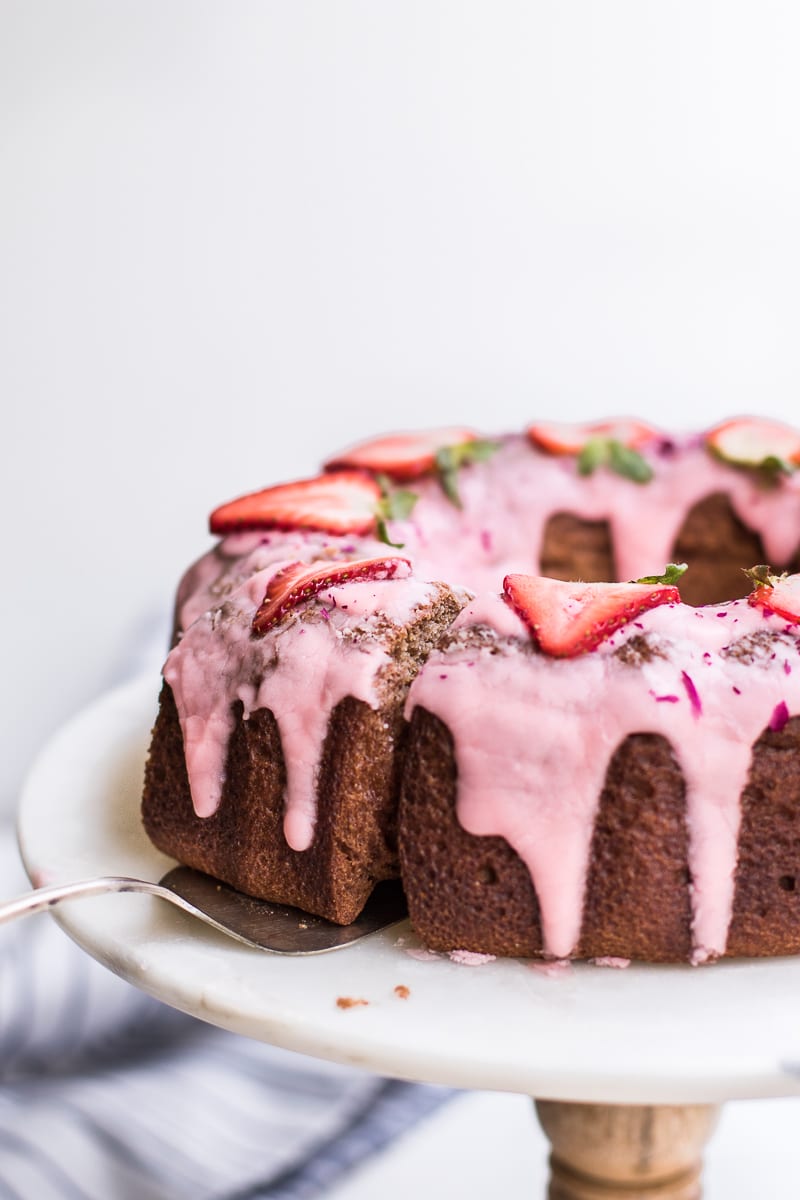 Gluten Free Strawberry Bundt Cake (dairy-free & refined sugar-free)