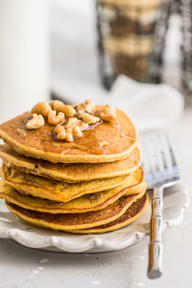 Healthy Pumpkin Oatmeal Blender Pancakes | GF and Dairy-Free - Peanut ...