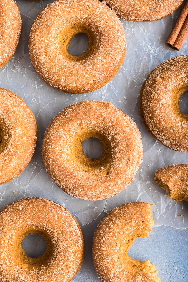 Pumpkin Protein Donuts with Cinnamon Sugar