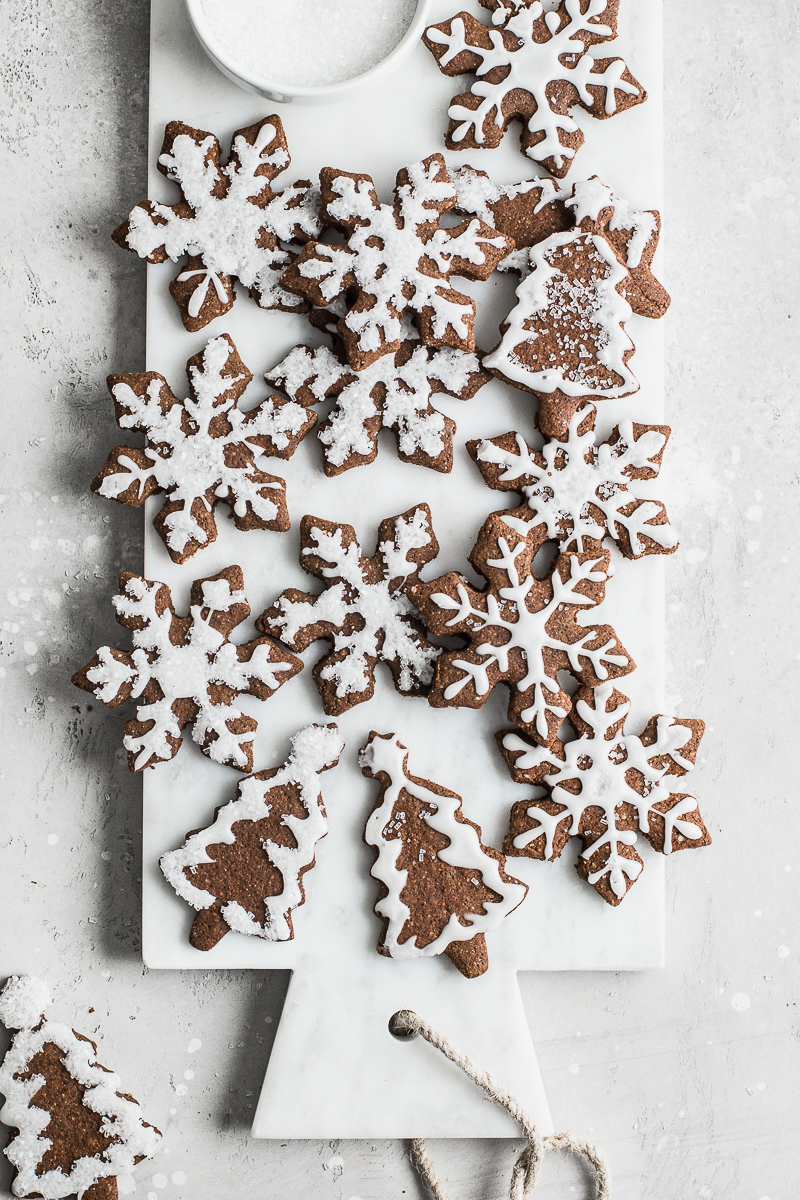 Food photography chocolate gingerbread cut out cookies