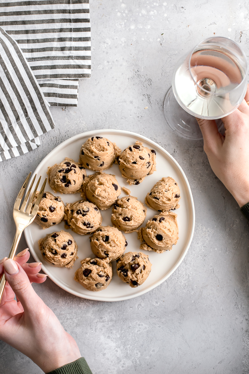 wine and cookie dough