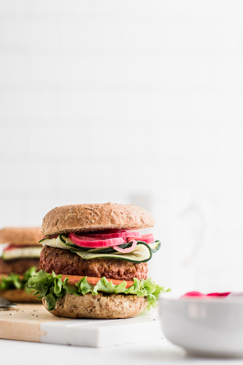Thick burgers on white background