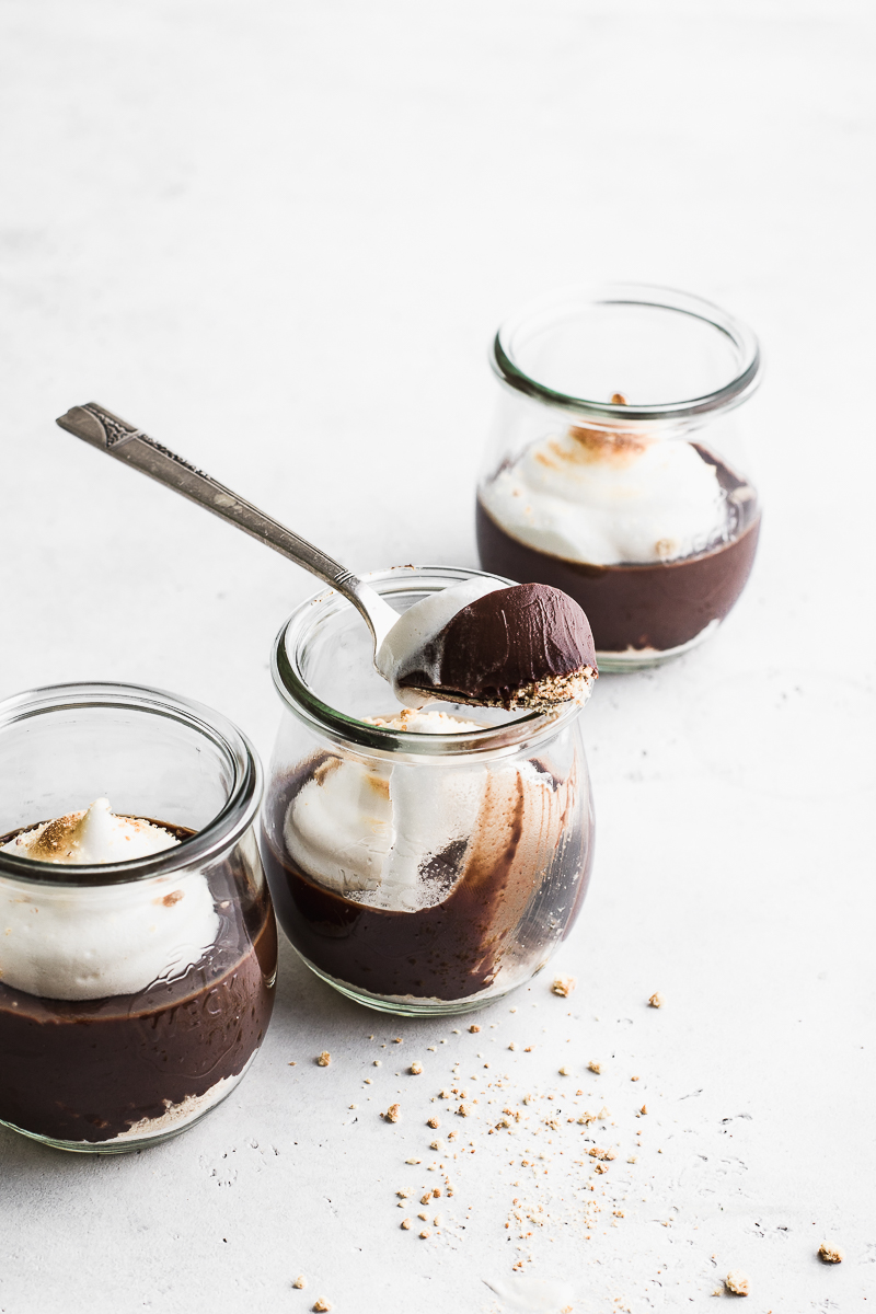 three cups of chocolate mousse