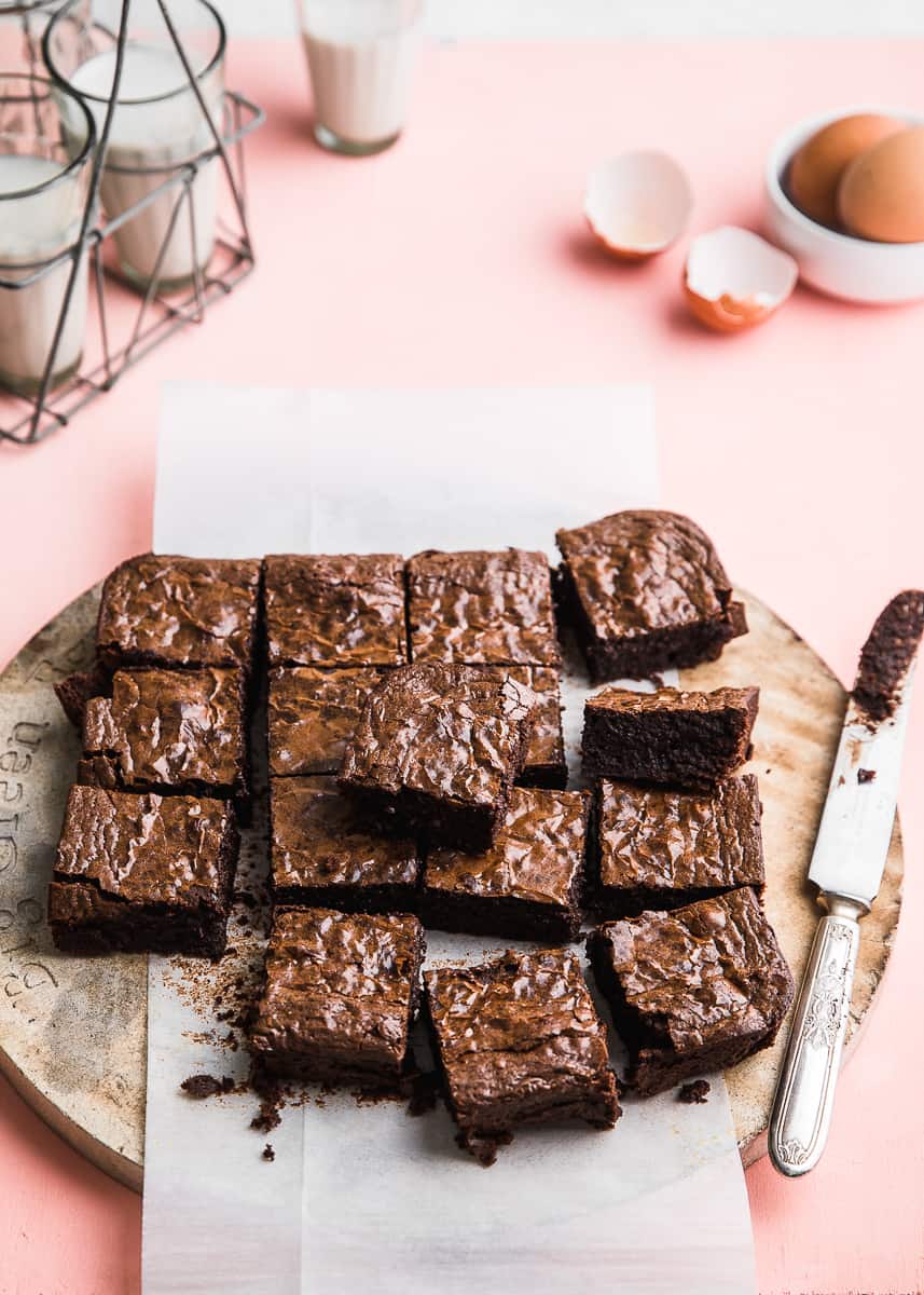 gluten free chocolate brownie cut into squares