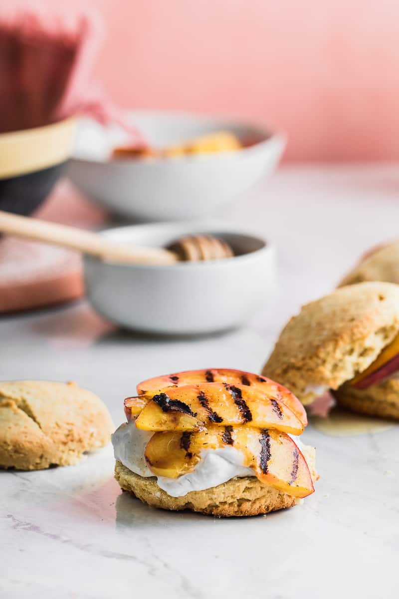 gluten free shortcakes with grilled peaches 