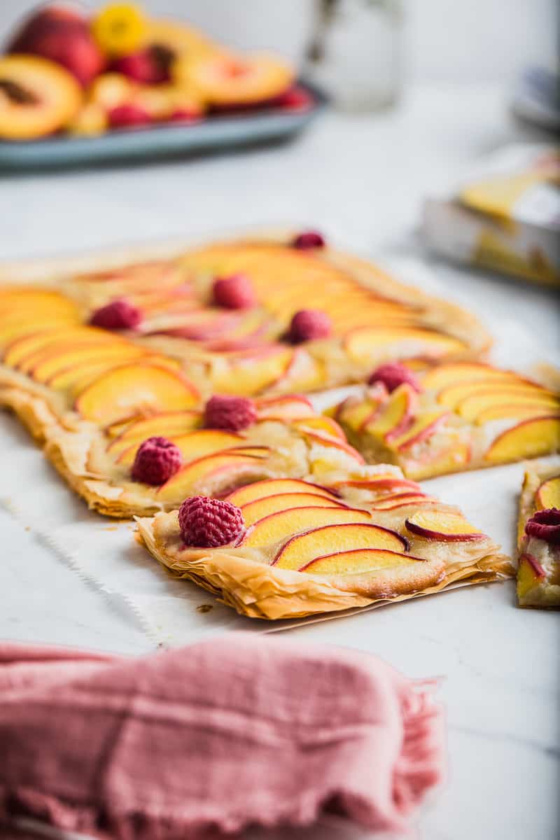 peach galette that's made dairy free for a simple pastry recipe