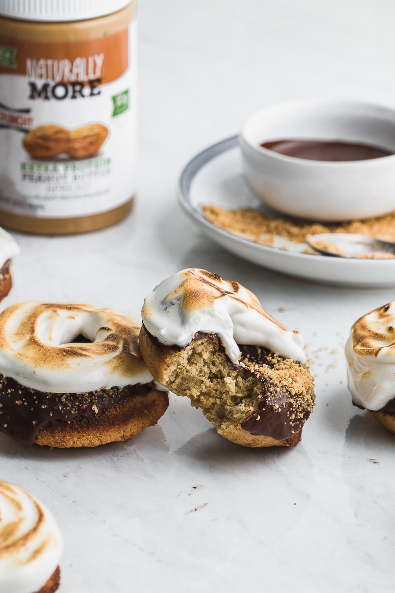 s'mores donuts with a bite