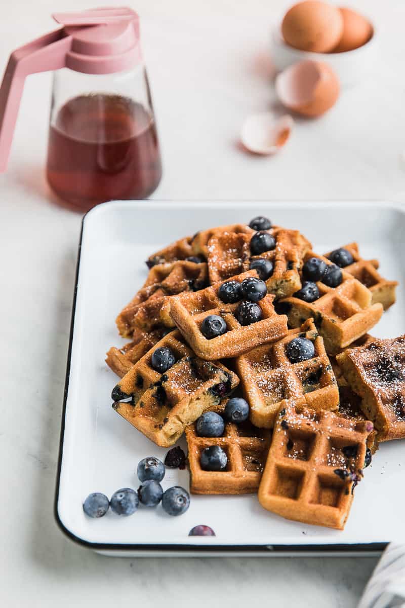 Stack of gluten free waffles that are also dairy free