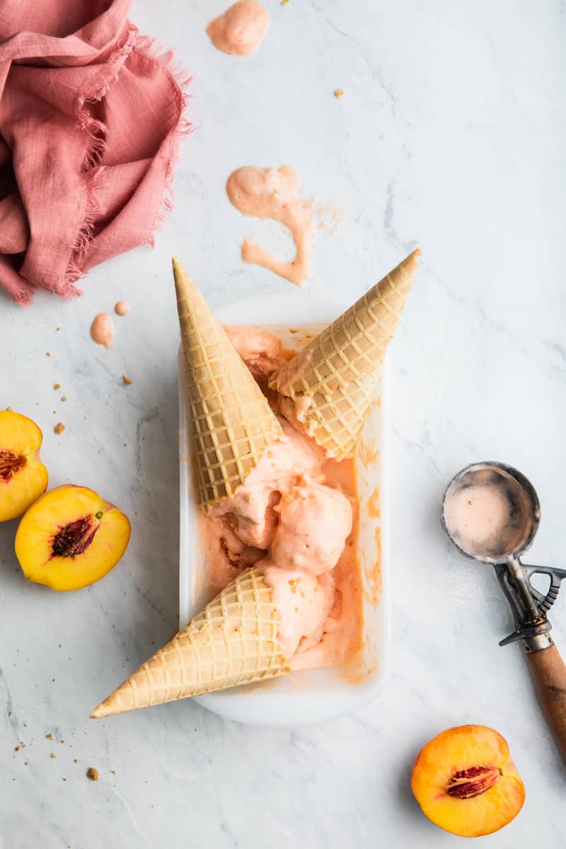 healthy ice cream vegan gluten free peach sorbet