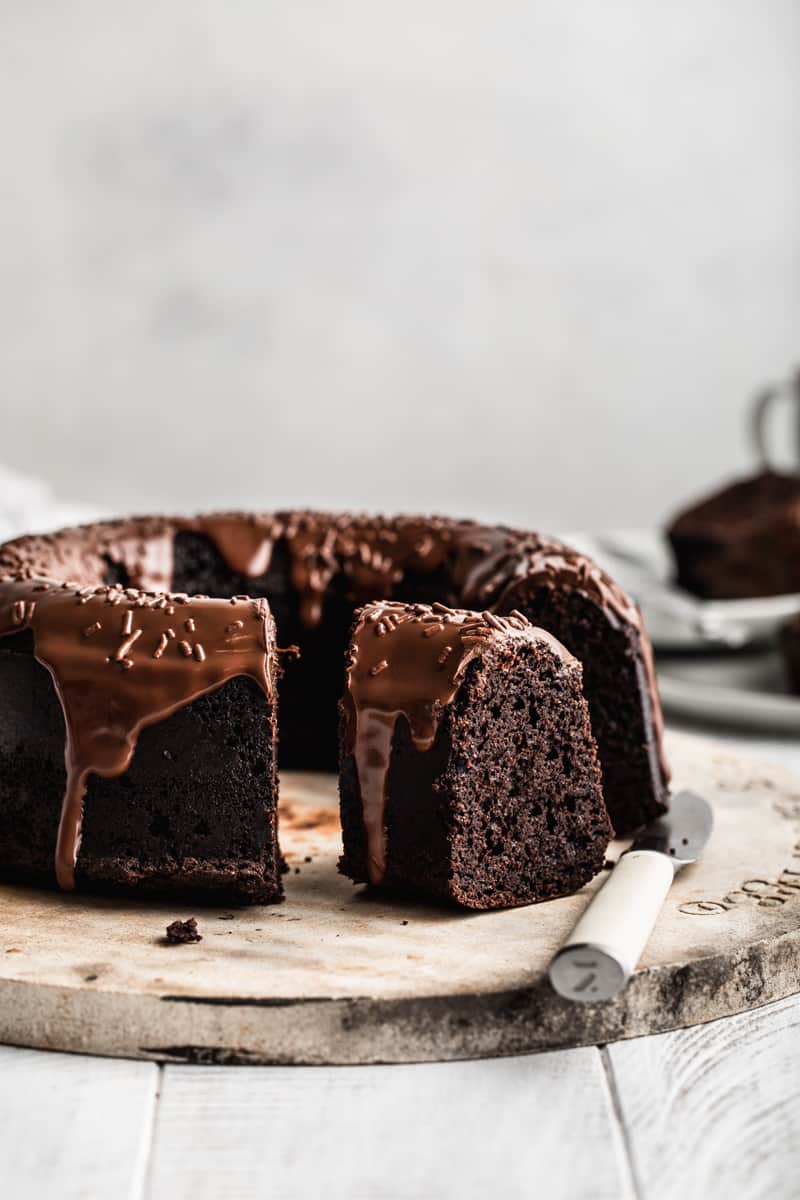 Amazing gluten free chocolate cake. This dairy free chocolate dessert is so moist and decadent. A gluten free recipe you will want to make again and again!