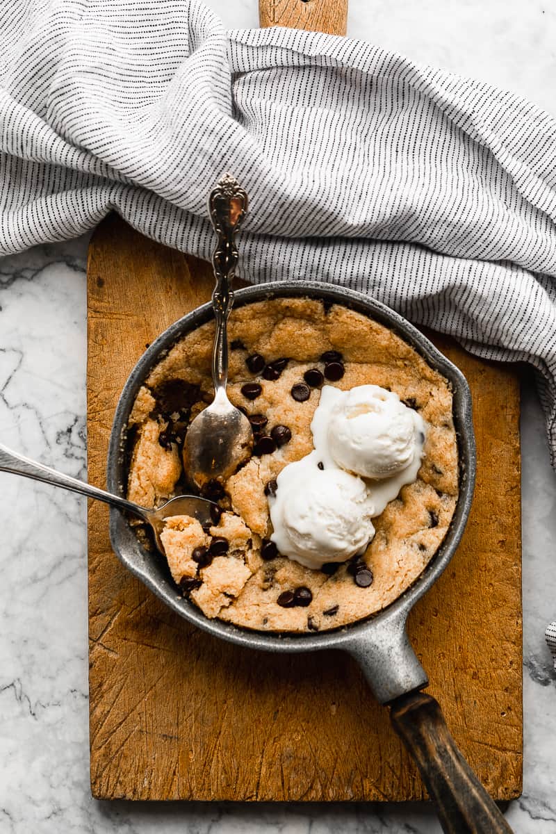 Peanut Butter Skillet Cookie {Flourless + Dairy Free} 