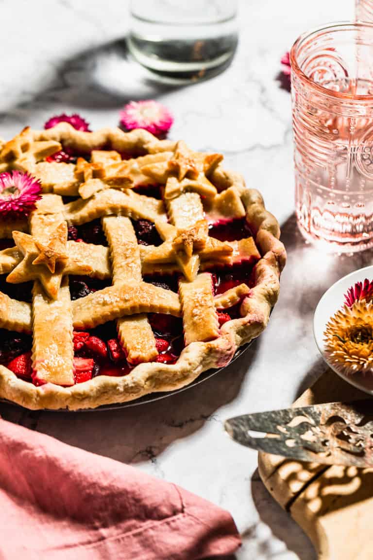 Triple Berry Pie with Gluten Free Pie Crust Peanut Butter Plus Chocolate
