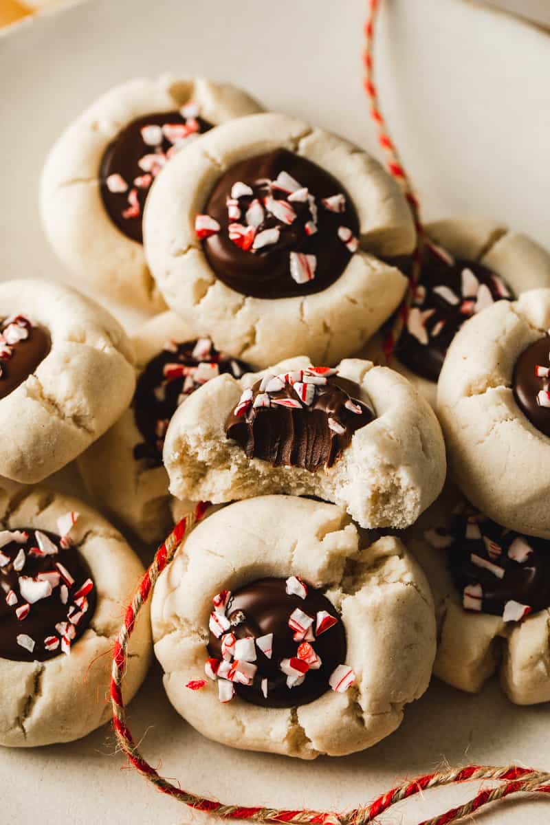 Chocolate Peppermint Thumbprint Cookies | Peanut Butter Plus Chocolate