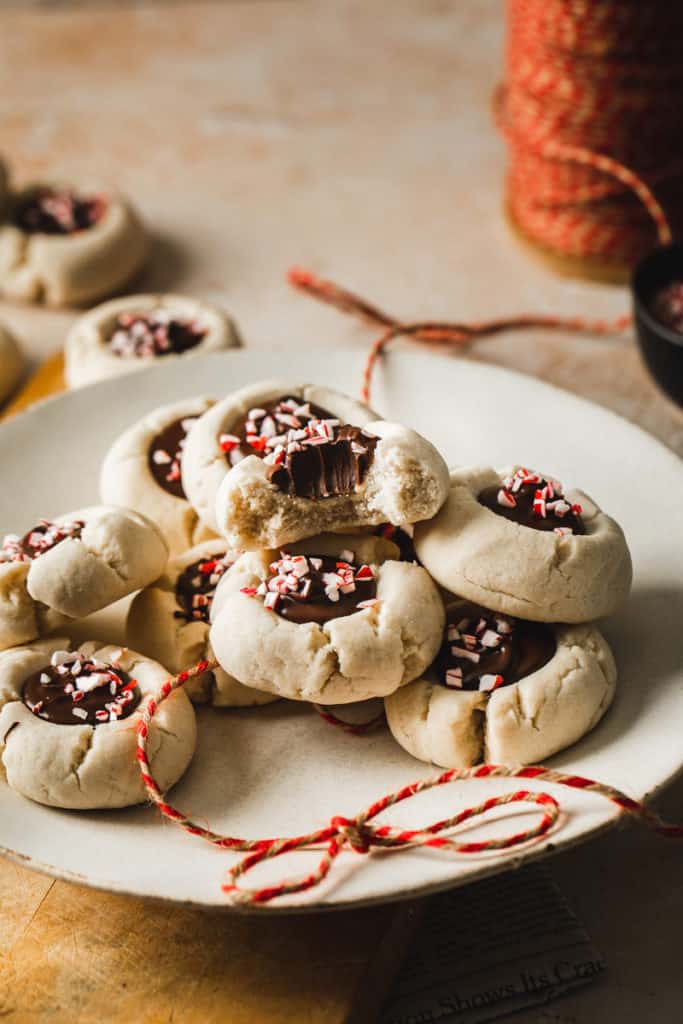 Chocolate Peppermint Thumbprint Cookies | Peanut Butter Plus Chocolate