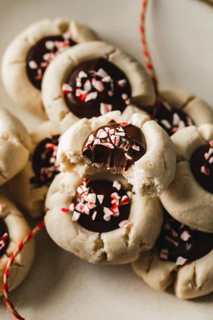 Chocolate Peppermint Thumbprint Cookies | Peanut Butter Plus Chocolate