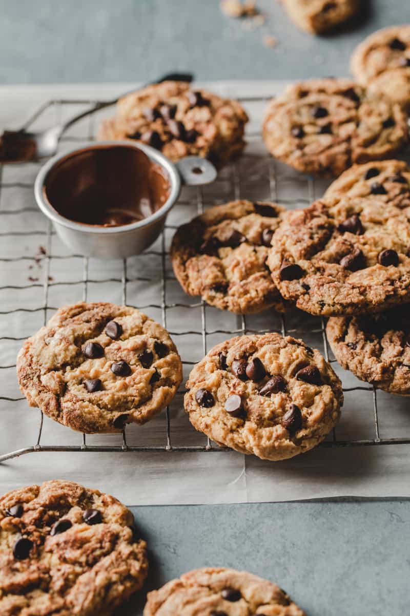 vegan Nutella cookies swirled in a chocolate chip cookie that's gluten free and dairy free.