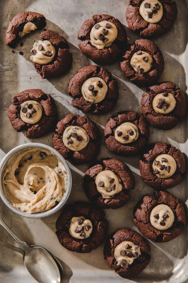 vegan fudgy brownie thumbprint cookies