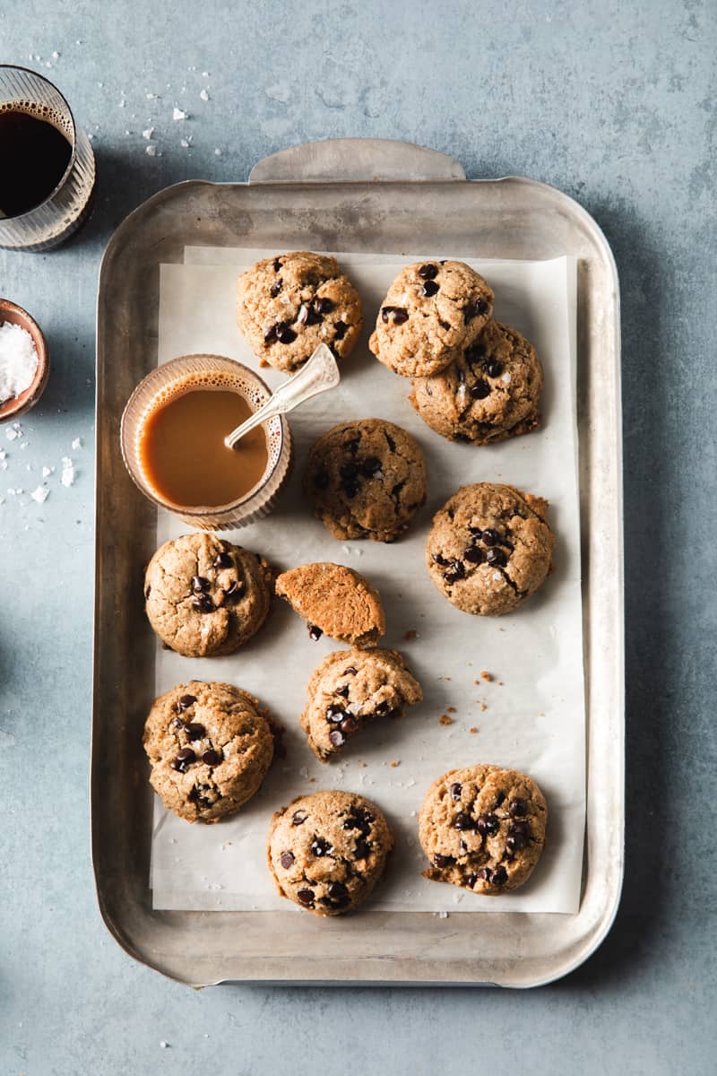 The best easy to make espresso vegan cashew butter cookies with chocolate chips