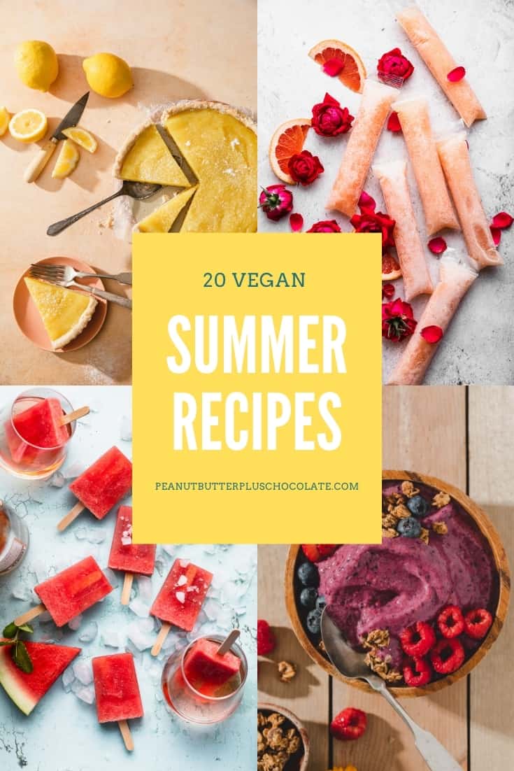 vegan summer dessert recipes. Popsicles, bars, pie, drinks