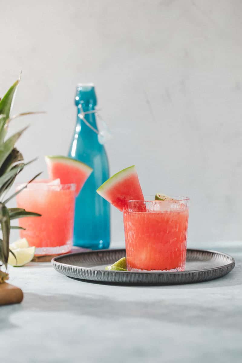 watermelon margarita with pineapple. healthy cocktail. 