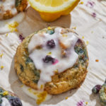 soft lemon blueberry cookies with sweet glaze