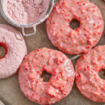Baked strawberry glazed donuts made vegan and gluten free